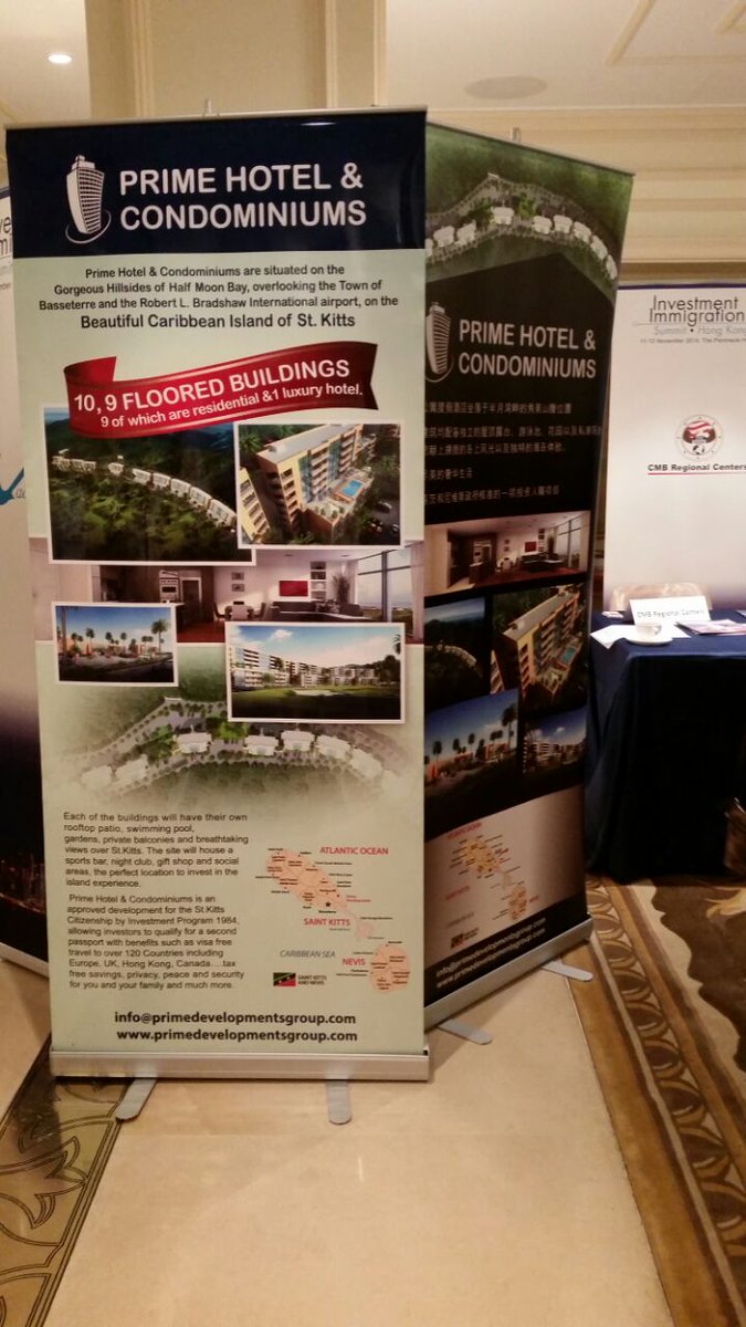 CaribIntl's tweet photo. Prime Developments sponsor and participate in the #Investment #Immigration Summit in #HongKong.
#StKitts #Citizenship http://t.co/n0nqex8Vnc