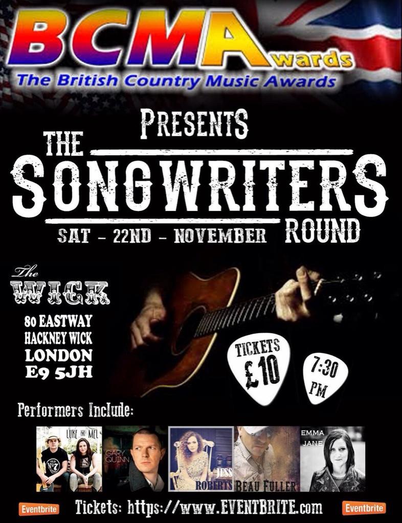 UK Country Songwriters Round <a href="/GaryQuinnMusic/">G A R Y Q U I N N ☘️</a> <a href="/emmajanetweets/">Emma Jane Official</a> <a href="/jessrobmusic/">Jess Roberts</a> <a href="/C2Cfestival/">Country2Country</a>  eventbrite.com/e/the-songwrit…
