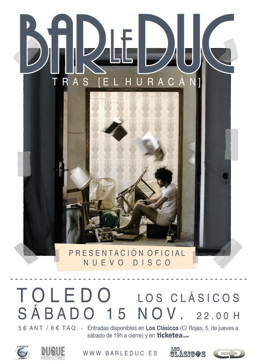 barleduc_'s tweet photo. Este sábado BAR le DUC presenta su último disco en Toledo. ¿Aún no tienes la entrada? https://t.co/Qu2iFkurkP http://t.co/JaoZ1MidbX
