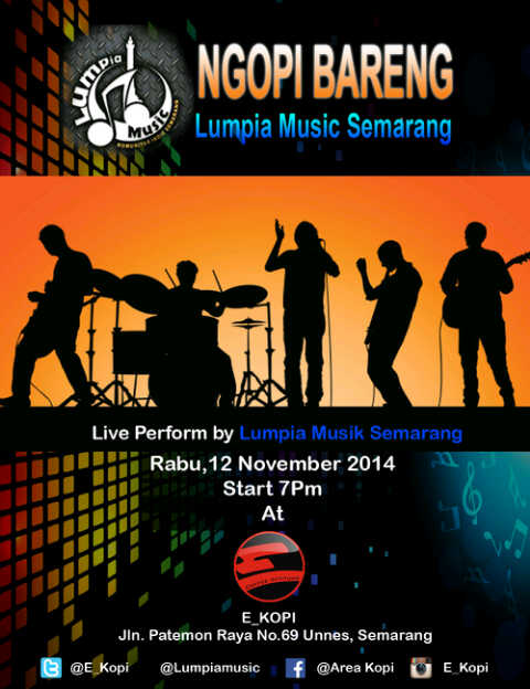 Besok bukan malming kan? Mending sama selingkuhan nongkrong dimari! <a href="/E_kopi/">KOPI</a> ada band dari <a href="/lumpiamusic/">LumpiaMusic</a> loh!