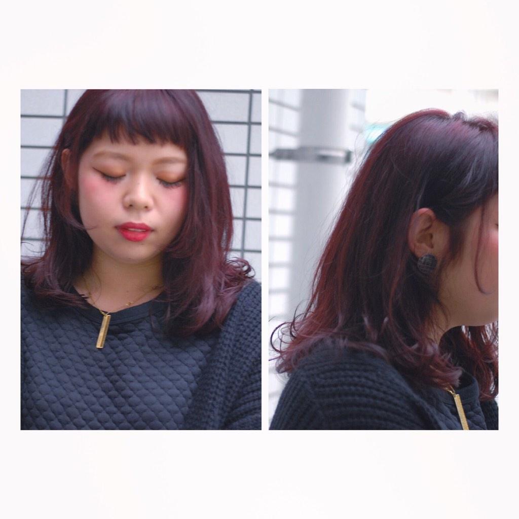 ナミカズ Namikazu 並木 一樹 本日のお客様 チェリーレッドにバイオレットをmixして カラー ショートバング ヘアスタイル バイオレットカラー チェリーレッドカラー Http T Co Pj0mil12kj