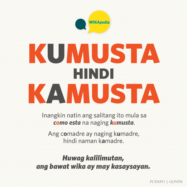 govph's tweet photo. WIKApedia mula sa @pcdspo: May mga taong nagsasabi at nagsusulat ng KAMUSTA. Tama ba talaga? http://t.co/RTybDSrbo7 http://t.co/4bKRhO0Tmg
