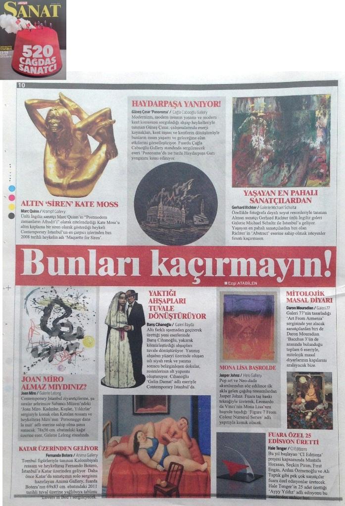 Gallery İlayda, Contemporary Istanbul'da... Hurriyet Gazetesi'nden...<a href="/Contemporaryist/">Contemporary Istanbul</a> <a href="/cihanoglubaris/">cihanoğlu barış</a>