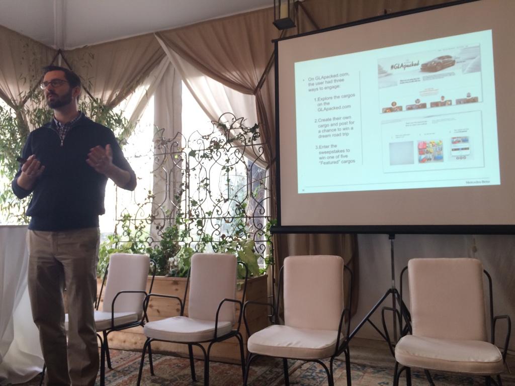 Aerocles's tweet photo. Mercedes Benz USA talking mobile, millennials, vine Instagram and #GLAPacked at #bisummit http://t.co/ERmYJkJmSy
