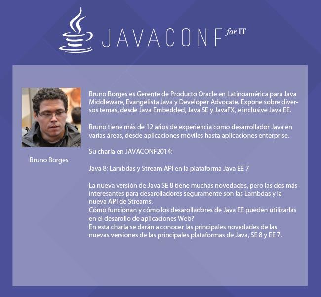 Adelanto de Charlas #JAVACONF2014: Conocé a <a href="/brunoborges/">Bruno Borges</a> registráte en java.conf4.it <a href="/JUGArgentina/">JUG Argentina</a>.
