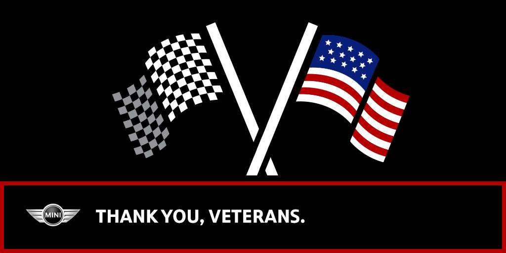 MINIUSA's tweet image. Let’s all take a moment of motoring silence to honor the veterans who’ve served our country. #VeteransDay