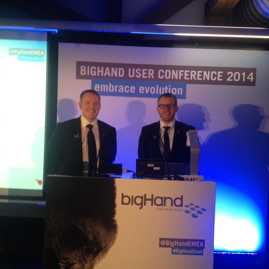 BigHand's tweet photo. @BigHandEMEA team's very own Ant &amp; Dec revealing our latest products #BigHandConf #EmbraceEvolution http://t.co/MWGsitZzwb