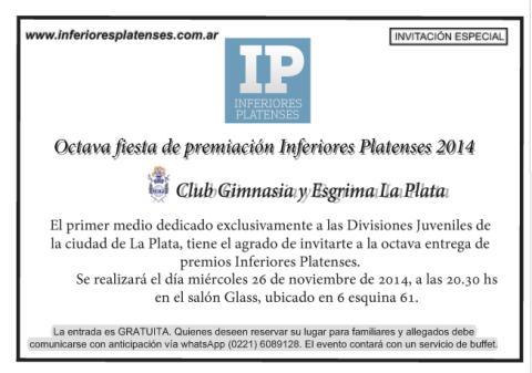 ezelisazo14's tweet photo. #GELP Se viene la #FiestaIP el 26/11 en el #SalonGlass (calle 6 esq 61). Están todos invitados. http://t.co/7xtYFofwjg