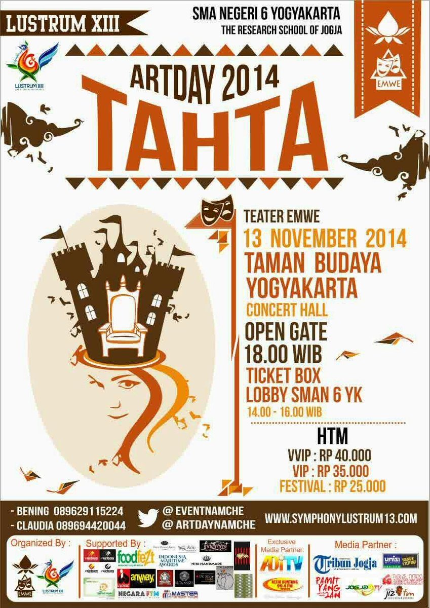 YogyakartaCity's tweet photo. #Jogja @ArtdayNamche: Teater eMWe SMA N 6 Jogja proudly present #ARTDAY2014 on 13 November 2014 at Concert Hall TBY! http://t.co/C3DwLTZG9F