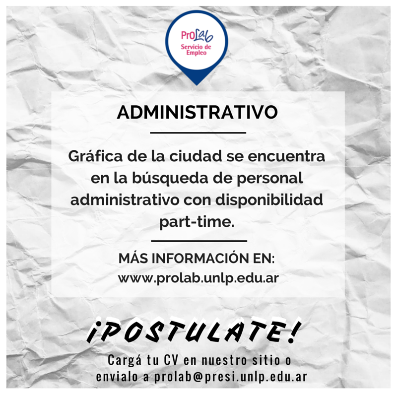 DeyabooEmpleos's tweet photo. "@ProlabUnlp: #BúsquedaLaboral: Se incorpora personal #administrativo #partime en La Plata  http://t.co/VZLtzCfXVc http://t.co/id8uZtwEKy"