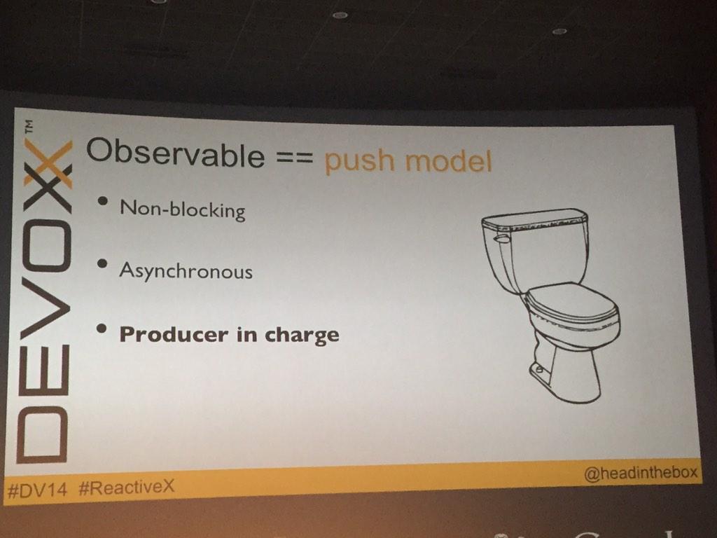 BriceDutheil's tweet image. Kinda unexpected representation between Iterable and Observable #DV14 #ReactiveX