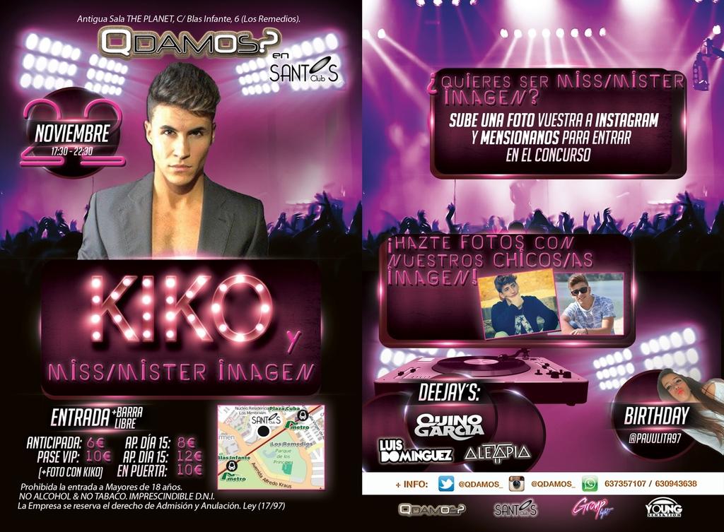 Ultimas entradas a 6€ Normal y 10€ Vip

Ya sabes comprala ante del sab @kikoookiko 

#Sab22Nov #SantosLight @QDAMOS_