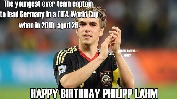 HAPPY BIRTHDAY: Former Germany captain and World Cup winner Philipp Lahm turn 31 today.

What a legend! 