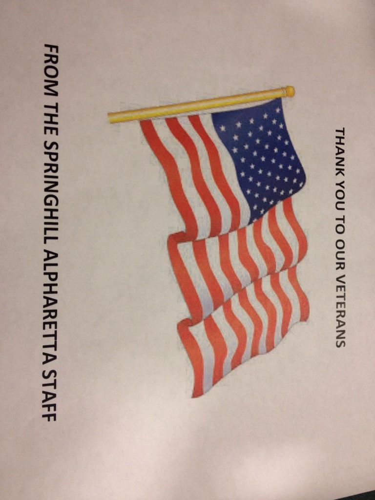 SpringHillAlpha's tweet photo. Thank you to all the veterans from the SpringHill Alpharetta! #veterans #Heroes http://t.co/cDjS64bATP