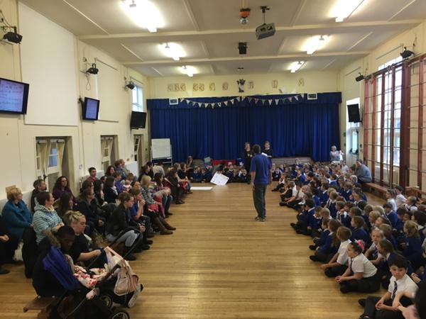 Year 1,3 & 4 storytelling assembly just kicking off! #ataletotell