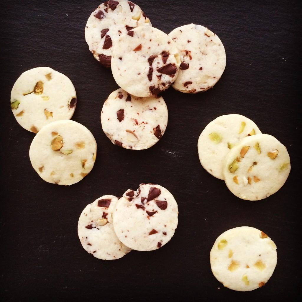 Shorties! Chocolate Hazelnut with Smoked Chocolate Salt &amp; Roasted Pistachio Ginger. Yum!