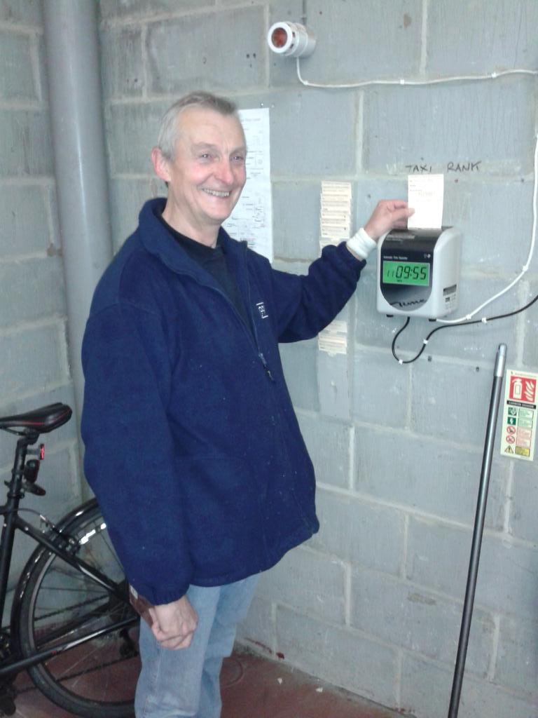 AdmiralSignsLtd's tweet photo. Today we have wished Pete a very happy retirement after about 40yrs in the sign trade. Clocking off for 1 last time.. http://t.co/WU2gwTH5gL