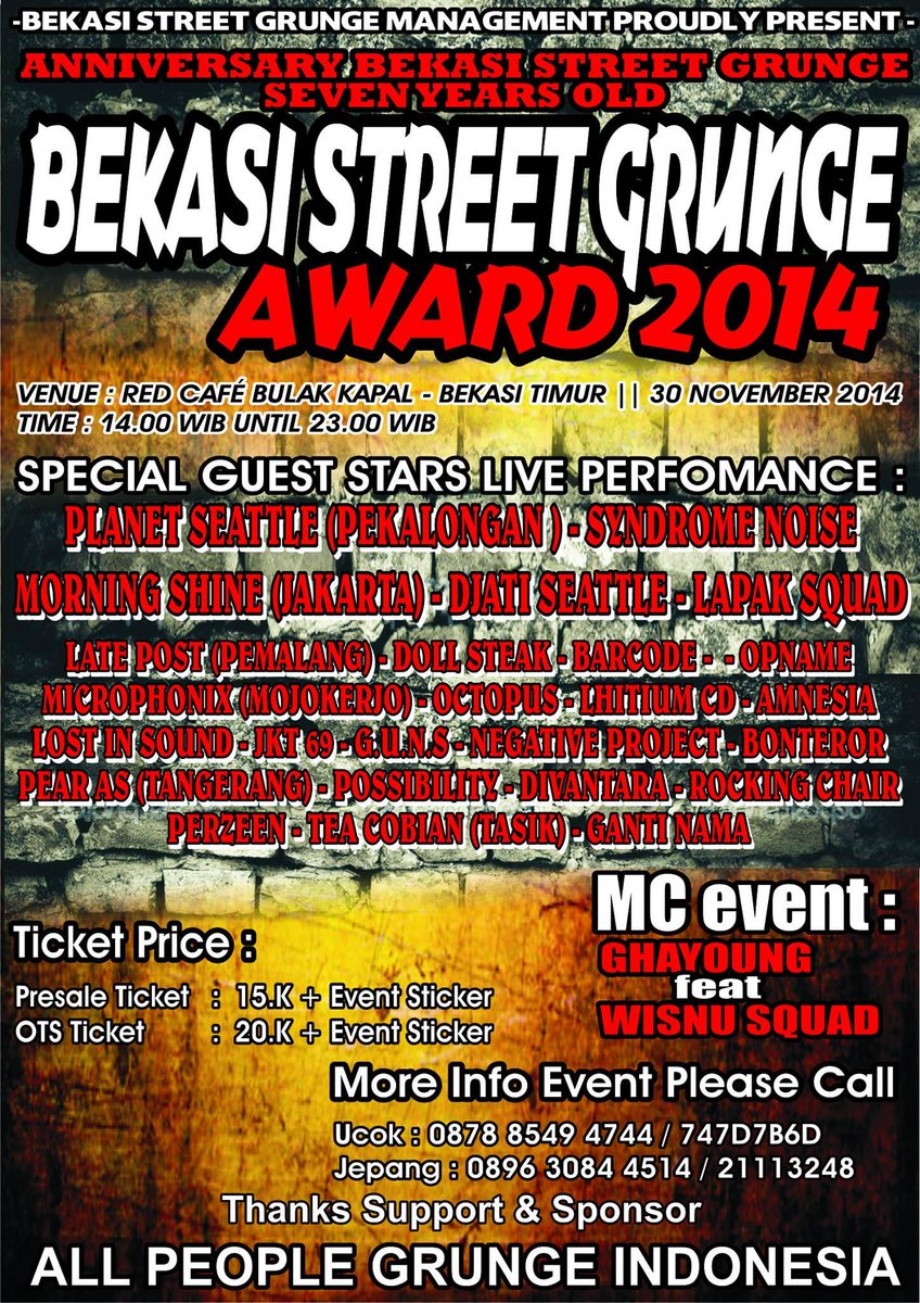ini adalah pamplet bekasi strret grunge awards 2014