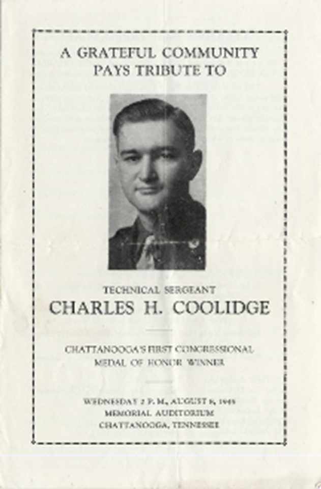 #CharlesCoolidge was the 1st Chattanoogan to receive a #CongressionalMedalOfHonor. Program from the tribute ceremony: