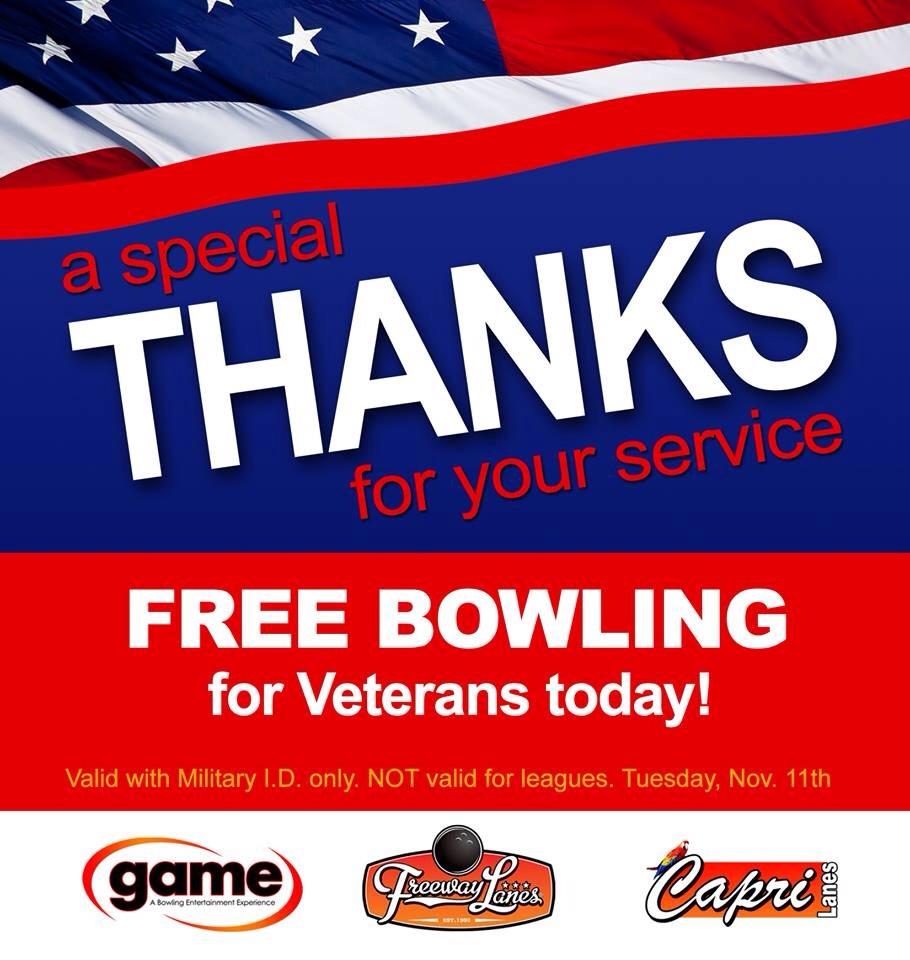 bowlyourfaceoff's tweet photo. Happy Veterans Day! Veterans come in and bowl free today! #VeteransDayDeals http://t.co/7I25qtPwm7