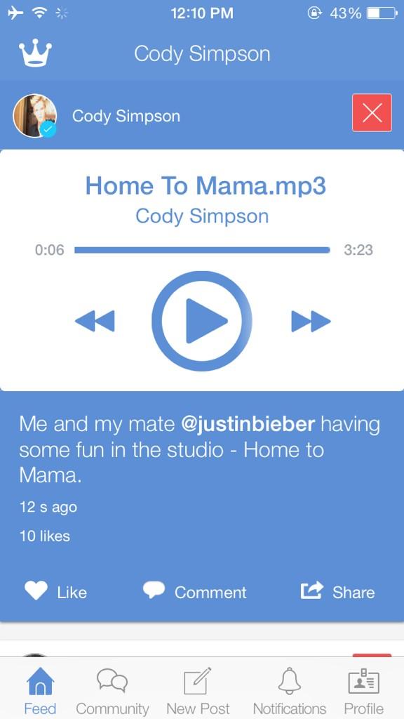 CodySimpson's tweet image. #hometomama w/ @justinbieber is now live on @OfficialFahlo!! fahlo.me/codysimpson