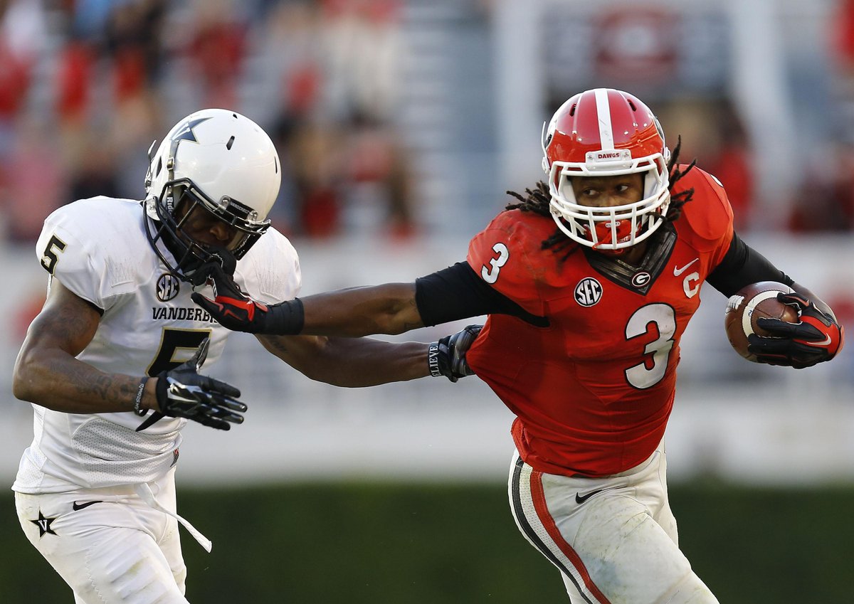 SportsCenter's tweet photo. Todd Gurley is back! Georgia superstar is practicing with first team, listed as No. 1 RB for Saturday game vs Auburn. http://t.co/nXAlaZI5ix