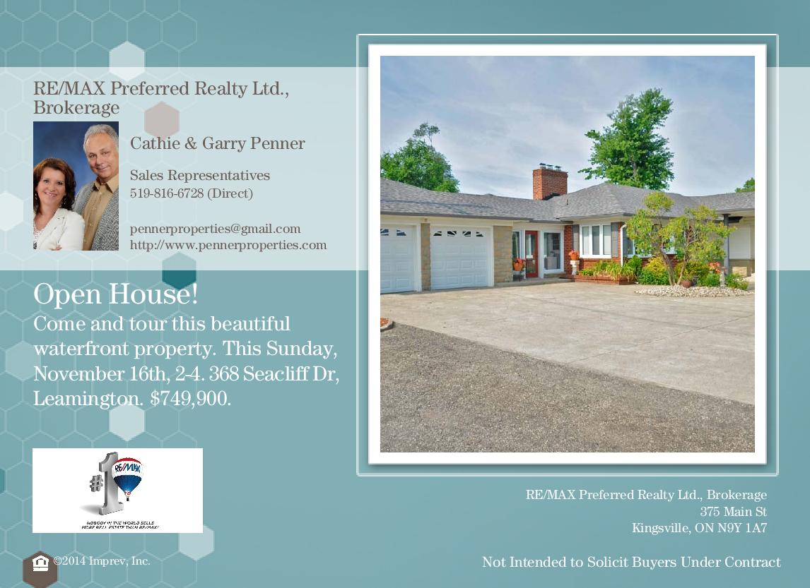 PENPROPS's tweet image. #waterfront Property Open House, 368 Seacliff Dr. Leamington, Sunday Nov. 16, 2-4, #essexcountyrealestate, #openhouse