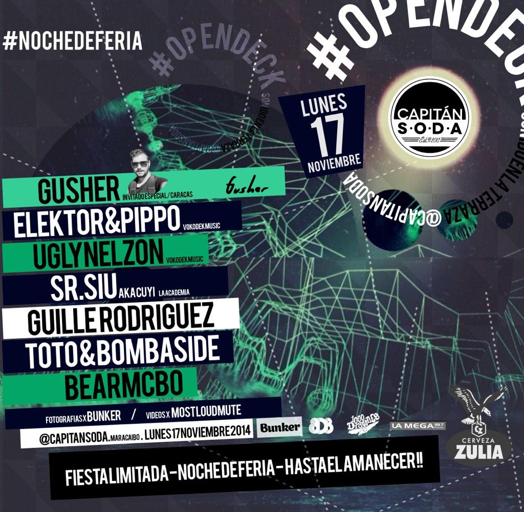 elektorelektor's tweet photo. Próxima #opendeck en @Capitan_Soda • Noche de Feria !! Hasta las 6am ! 17/11 !! Desde las 9pm 🌐 COVER 2$ ! 😵 http://t.co/4KIl1ng1P5