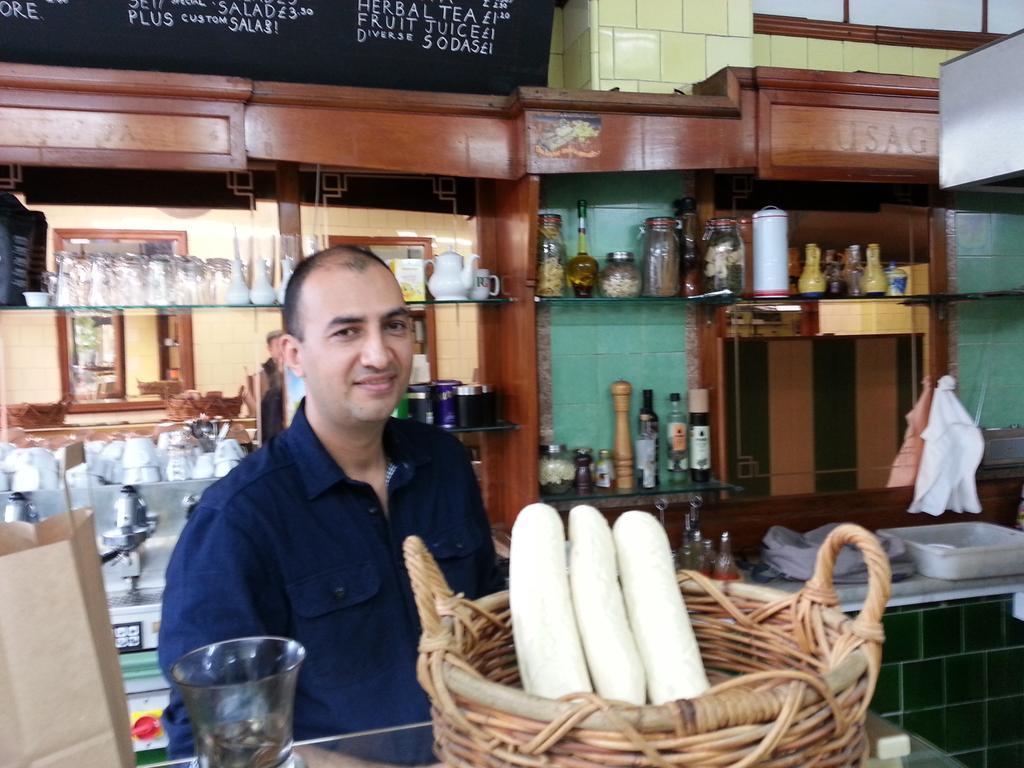 Here's Sal from the slylish <a href="/305Kennedy/">Kennedy</a> SE17 He serves a chicken and pesto sandwich to die for. #coffee #NotNeros