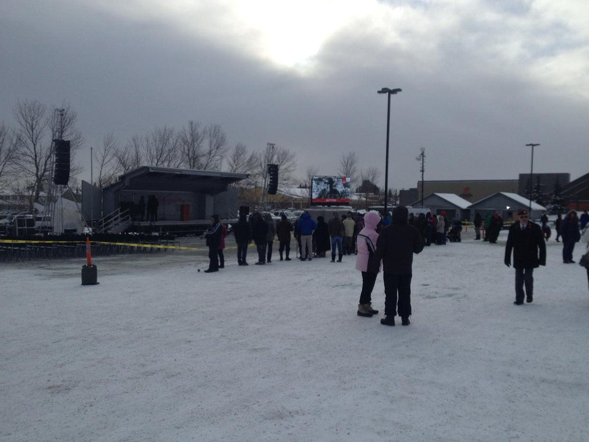 CTVPKrauskopf's tweet photo. Despite the cold, people gathering at the Military Museums. #YYC http://t.co/6SpMPapDt7