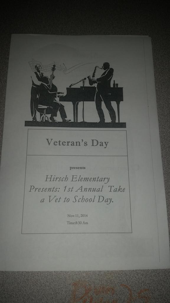 Washingtons1st's tweet photo. # take a Vet to School Day was awesome! # we salute our Veterans#hirschup http://t.co/WhDLzcYiPg