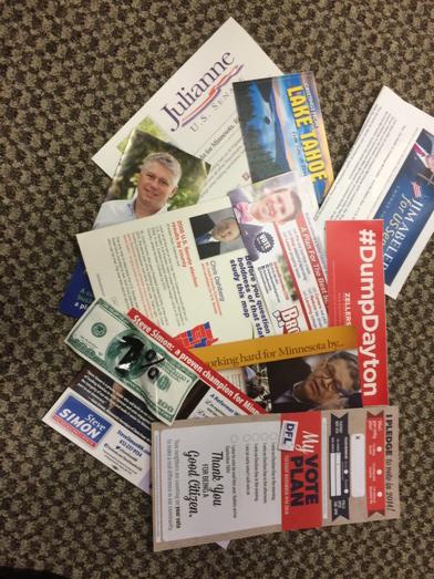 RachelSB's tweet photo. Selection of candidate/campaign material now being archived. Bye bye, #mn2014. http://t.co/BTesTpAAxy