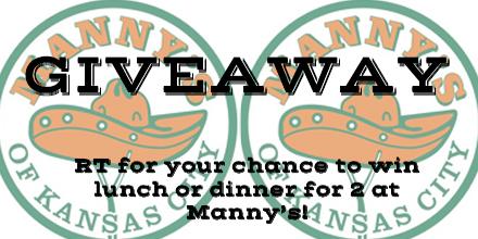 RestaurantWeek's tweet photo. GIVEAWAY! RT this for your chance to WIN lunch or dinner for 2 from @MannysKC! Winner will be chosen Nov 17!#KCRW2015 http://t.co/1MC9Iv5hnn