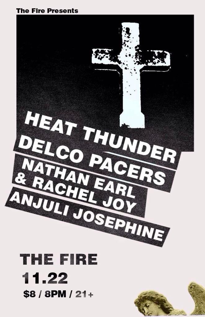 delcopacers's tweet photo. SATURDAY 11/22! @TheFirePhilly @Holyheatthunder @AnjuliJosephine #NathanEarl #RachelJoy http://t.co/8tMQnxrDXa