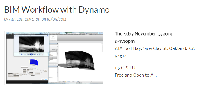 ColinMcCrone's tweet photo. Looking forward to presenting Dynamo to the AIA East Bay in Oakland, CA Thursday night. http://t.co/aoDHrfH7mp http://t.co/xu9ETSUv3x