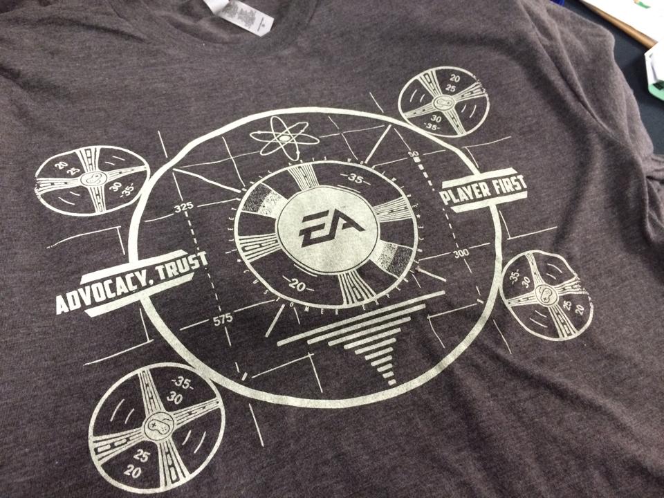 PorkChopPrint's tweet photo. Never a dully day with @EA in the the house!! 
#graphicdesign #clothing  #Austin #prints #videogames #gaming #design http://t.co/3NFyu08utI