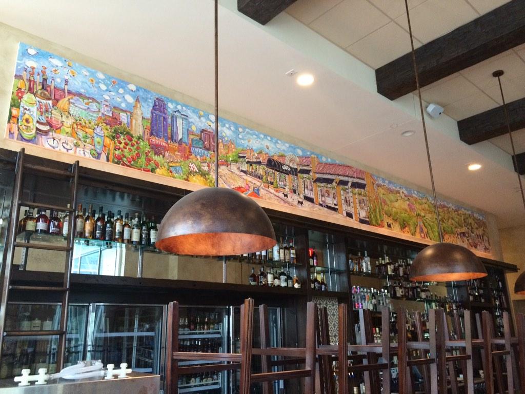 JadiannTV's tweet photo. Mike Savage is the resident artist for JJ's. His works is exclusively inside. The biggest piece above the bar. #34ft http://t.co/yrdUo9kt5Y