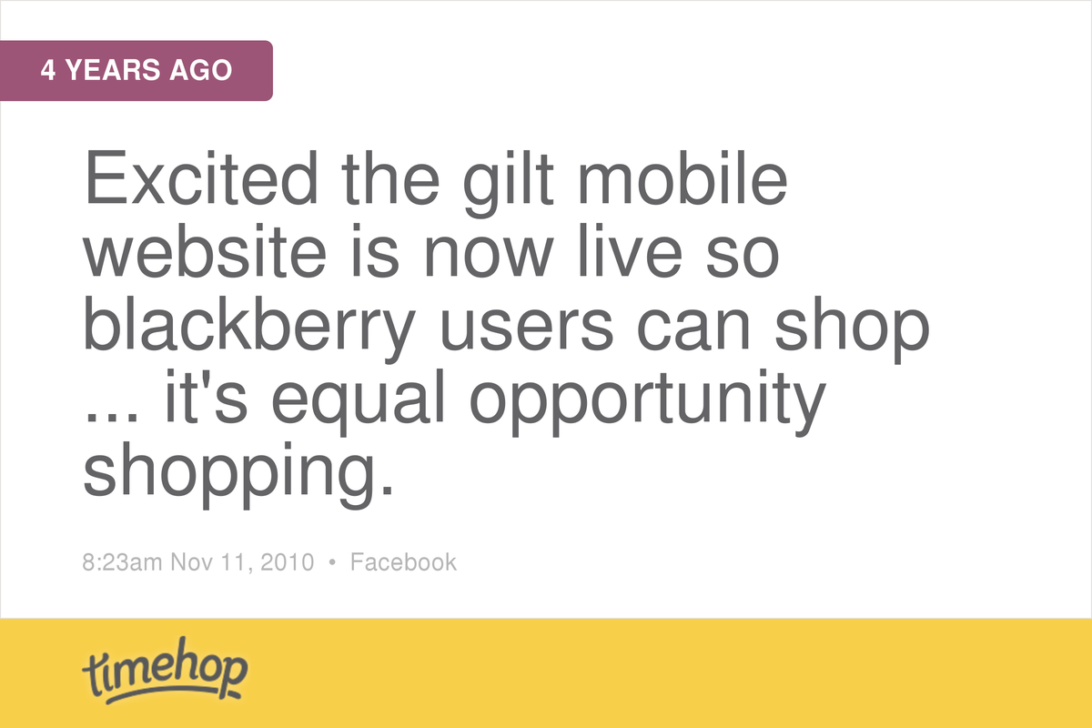 shanlynm's tweet photo. 4 yrs ago today we launched the @Gilt mobile web product. How far we've come, sort of. @jexe @yonatanfeldman @nna... http://t.co/JmVzquNvaB