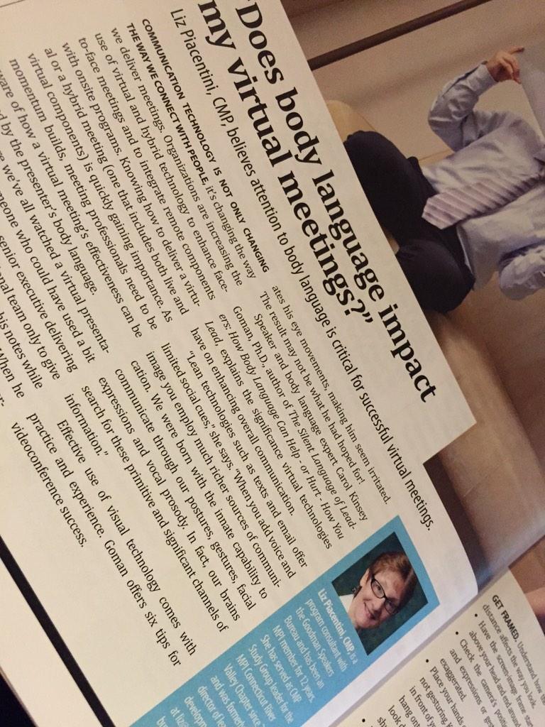 Naotuck's tweet photo. Reading great article by @EventLiz on body language impacting virtual meetings via @MPIHQ! http://t.co/LV74SCBITn