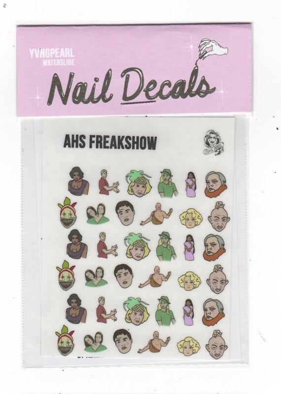 missrevdee's tweet photo. These exist, and I just bought them. #AHSFREAKSHOW #DemFreaks #naildecals by @YVNGPEARL cc: @BlackGirlNerds http://t.co/AMtwkbR01m