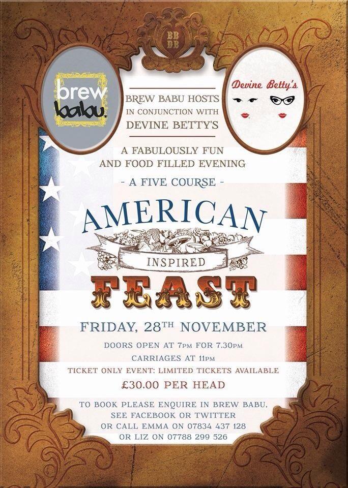 Exciting news, the next pop up supper club <a href="/brewbabu/">Brewbabu Oundle</a> in conjunction with <a href="/Devinebettys/">Lady Chef Little E</a> #thanksgiving #indulgent