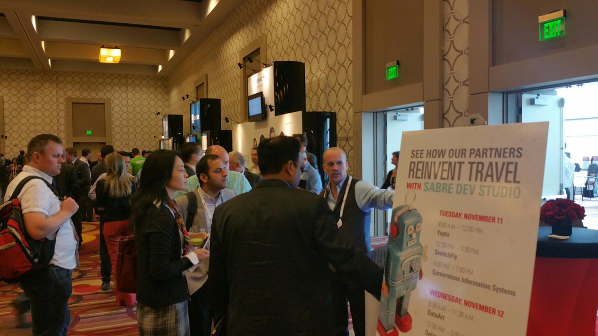 Sabre_Corp's tweet photo. Action shot of #SabreDevStudio Authorized #Developer Customer @yapta in the #Sabre booth (#4) at #PCW14 cc @YaptaCEO http://t.co/ftLVD4TIwI