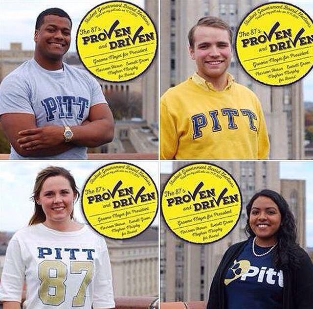 Vote87s's tweet photo. It would be hard to find a group more passionate and dedicated to Pitt than these four #provenanddriven #vote87 http://t.co/Y3SjH7E2Sl