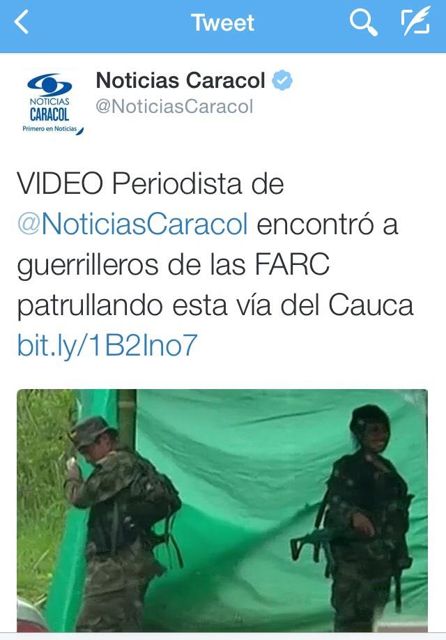 Hombre sr <a href="/JuanManSantos/">Juan Manuel Santos</a>, póngase serio, bandidos de las farc patrullando vías del Cauca.¿quien es el que manda?