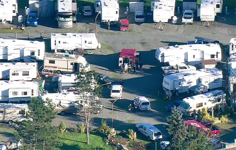 Air 4 now over reported shooting at the South Prairie RV Park. Still awaiting details KOMO