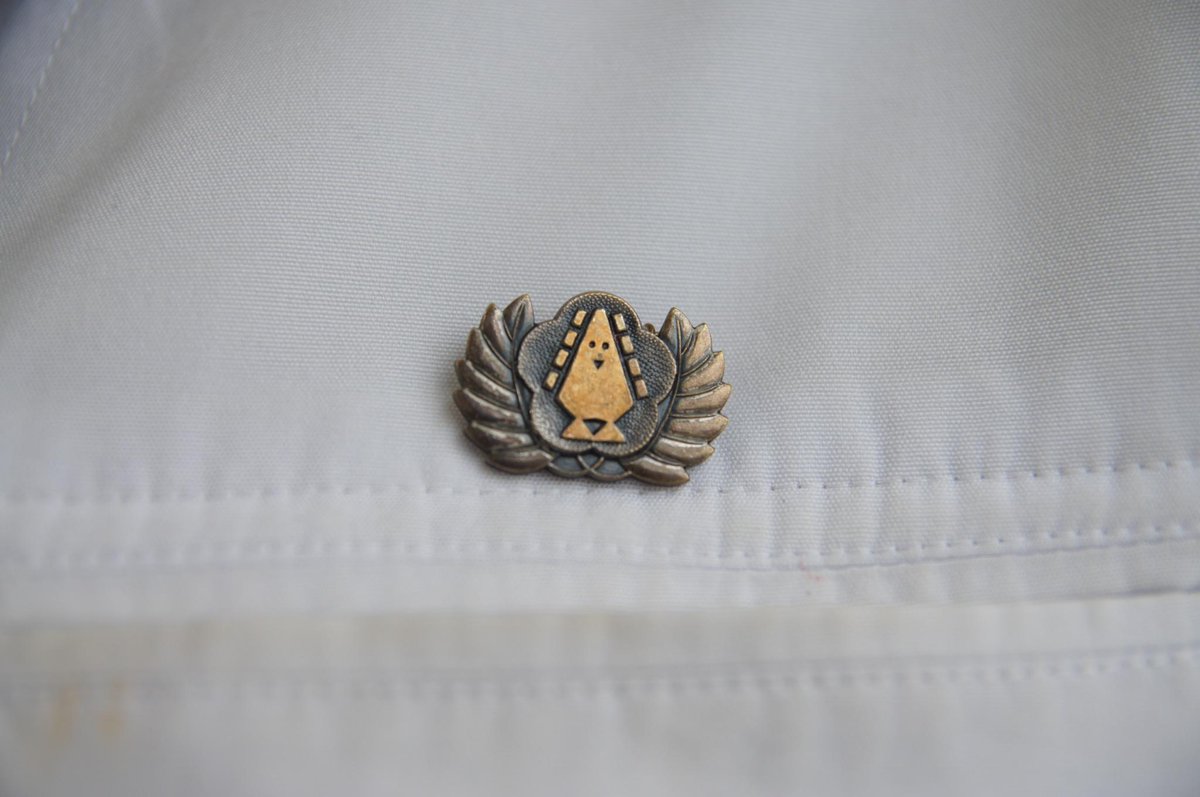 こちらが豊島岡女子学園の校章。中央の鳩の色が、銀が中学、金が高校