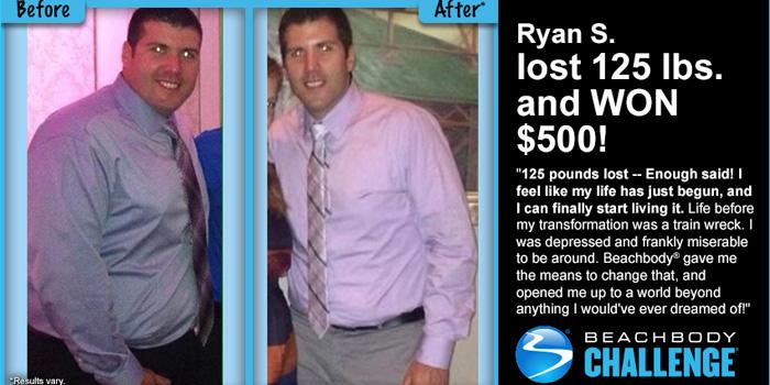 Beachbody's tweet photo. Ryan was hooked from the first time he #PushedPlay with @P90X. He lost 125 lbs. Enough said! http://t.co/OHxcDNMyI8 http://t.co/AwNOYLmxa9