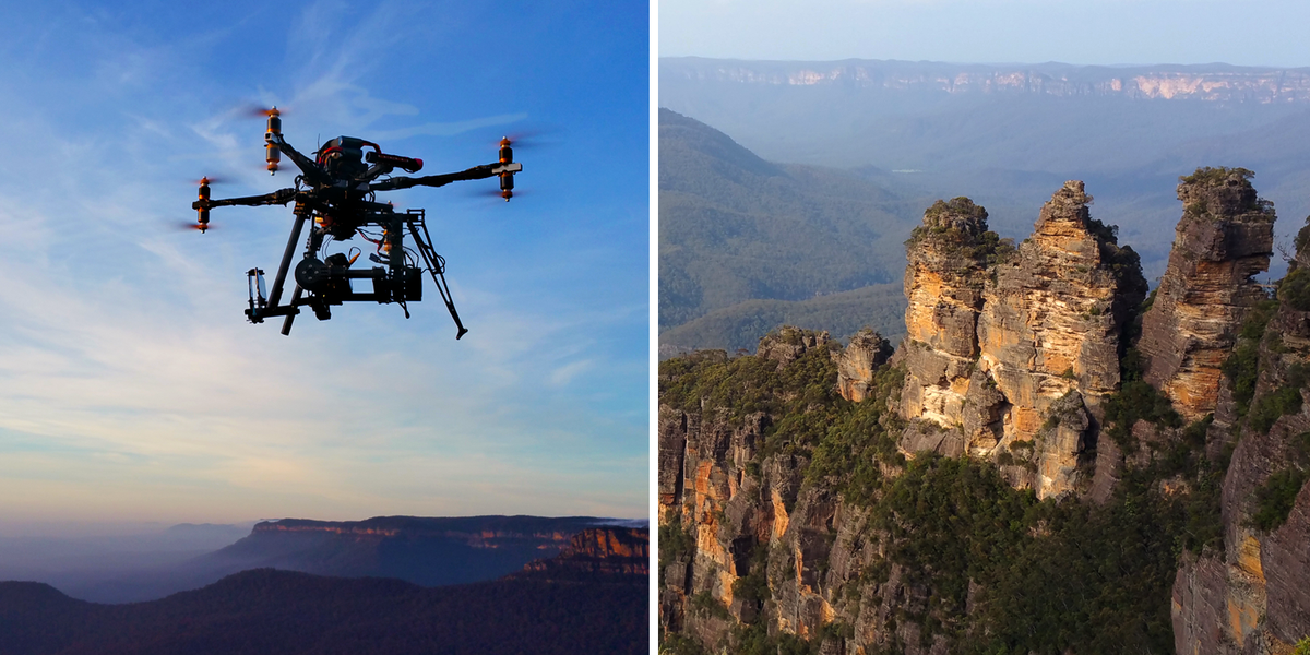 SamsungMobile's tweet photo. Climb higher than The Three Sisters in Australia's Blue Mountains with #GALAXYNote4 and a #drone. #Note4AllSeasons http://t.co/BL0HqrtHaD