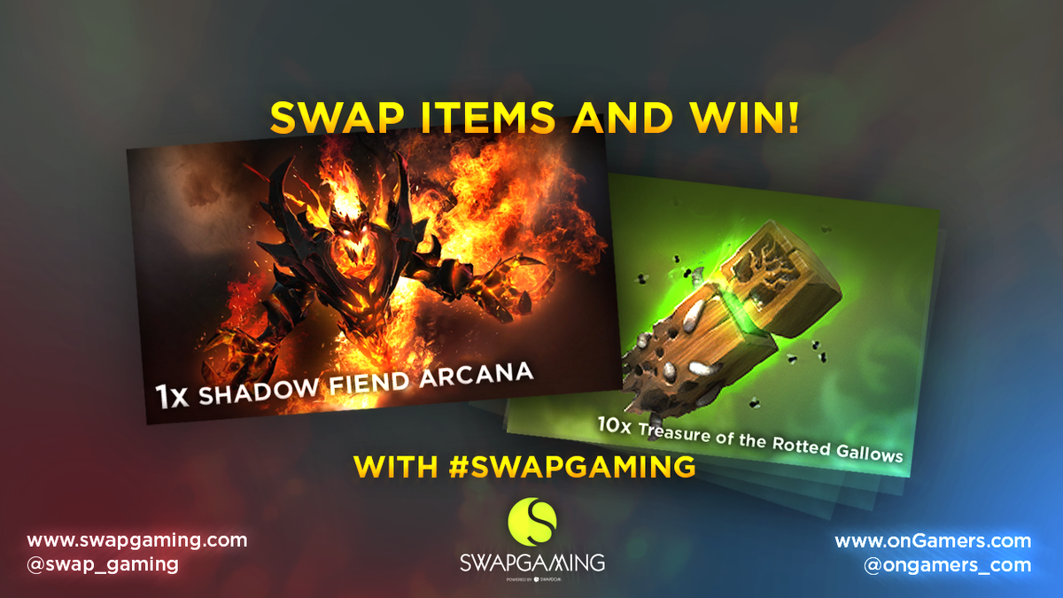 GameSpotLoL's tweet photo. Swap items and win 10x newest @DOTA2 treasure bundles in @Swap_Gaming giveaway - http://t.co/5v5m0sERYA http://t.co/GpkxkDC7m6