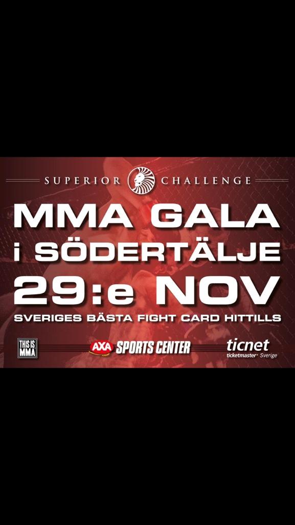 BabakAshti's tweet photo. Missa inte #sveriges #bästa #fightcard   #superiorchallenge11 #29november #axasportscenter #södertälje #mma #sport http://t.co/qiaFcqtYgI